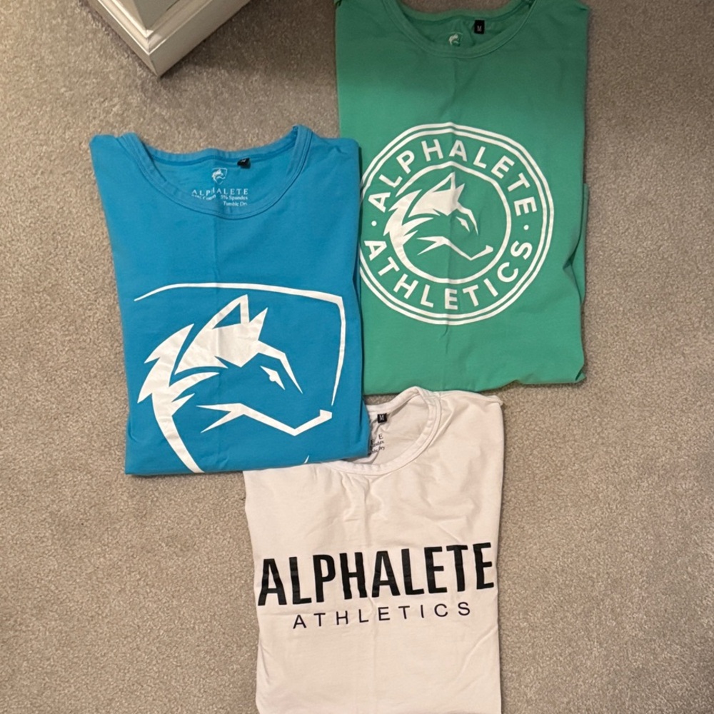 Alphalete Short-Sleeve Tees in Blue, Green, White